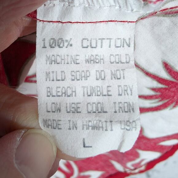 VTG Hawaiian Tank Womens Large Red White Floral Baby doll Adjustable Beachy - Picture 8 of 8